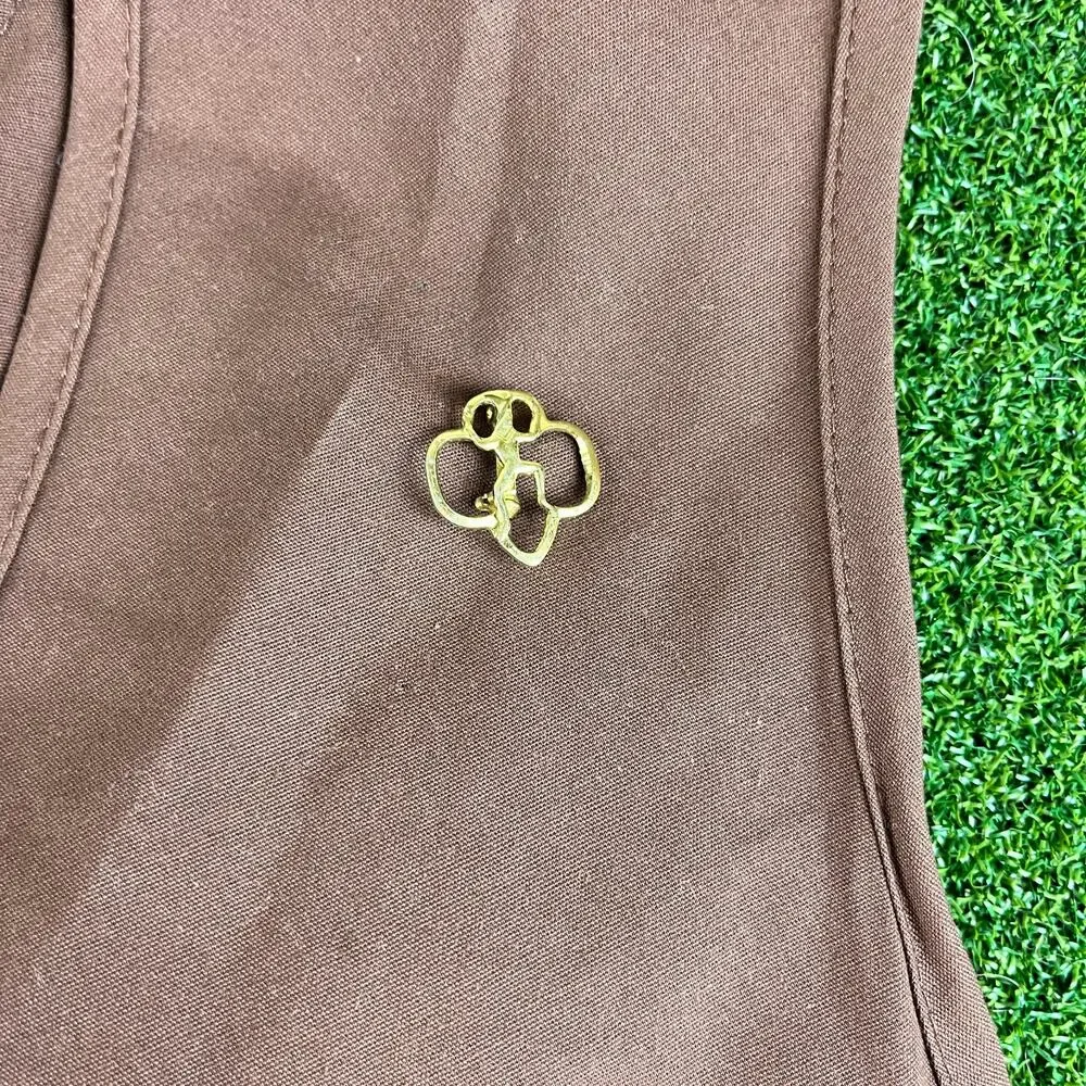 Vintage 90s Girl Scouts Brownie Vest with Patches Circle T Council Sz L 16-18+